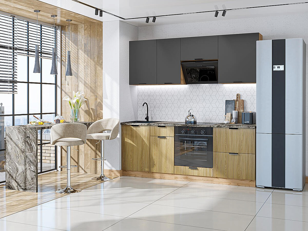 Евро Лайн-02 Дуб Вотан/Антрацит/Дуб песочный