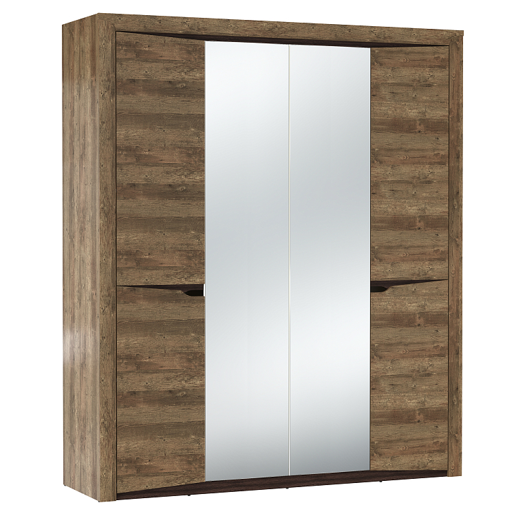 Шкаф для одежды 33.01 Лючия (4-х дв.) кейптаун/венге/белый/ДВПО белый/зеркало