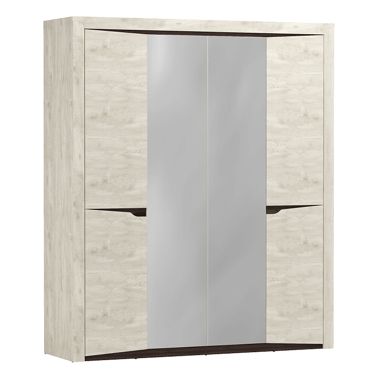 Шкаф для одежды 33.01 Лючия (4-х дв.) бетон пайн белый/венге/белый/ДВПО белый/зеркало