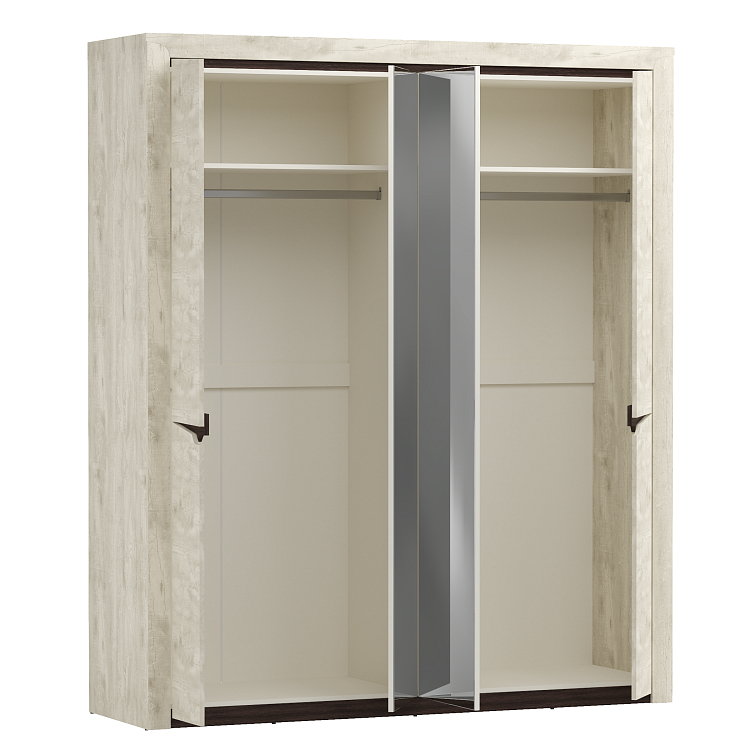 Шкаф для одежды 33.01 Лючия (4-х дв.) бетон пайн белый/венге/белый/ДВПО белый/зеркало